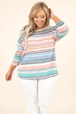 What A Breakthrough Top, Coral-Mint-Black