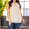 Without Thinking Top, Taupe -Beyond Basics WithoutThinkingTop Taupe 1735