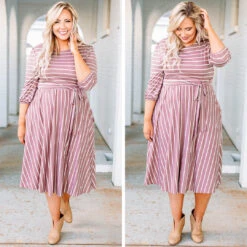 Holding Hands On The Boardwalk Dress, Mauve -Beyond Basics holding hands on the boardwalk