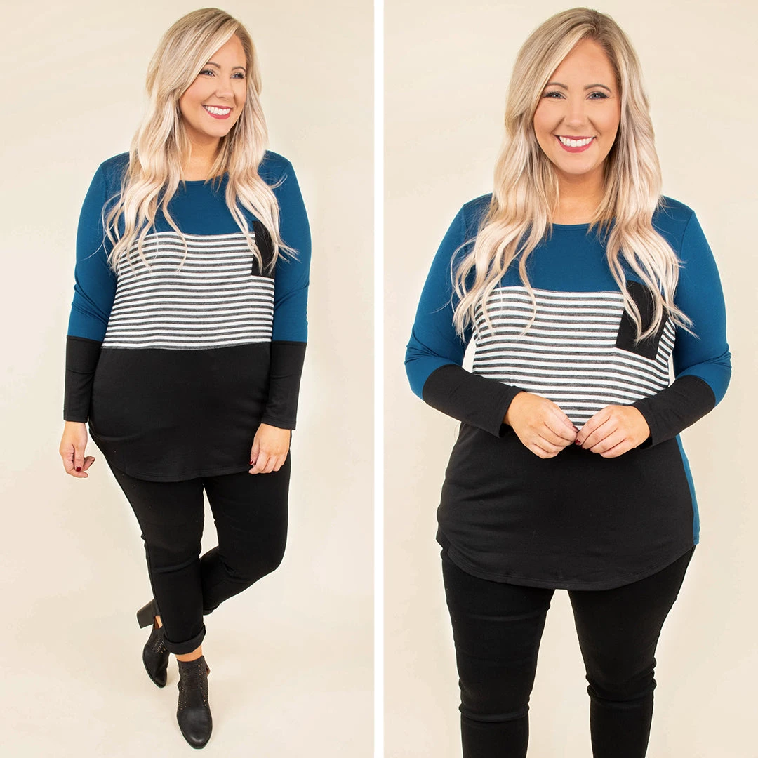 Blocked Off Top, Teal-Black 7 Blocked Off Top, Teal-Black - Image 5